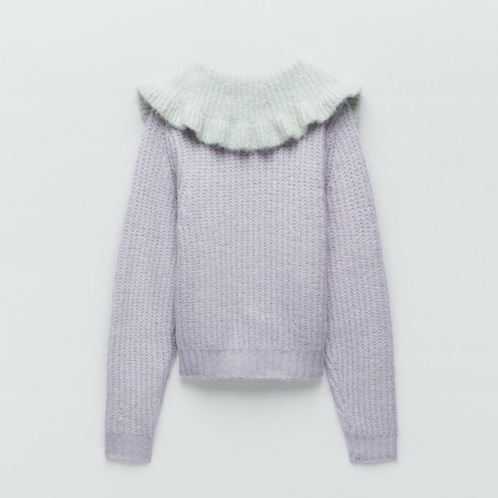 LAST 1!🔥ZARA COMBINATION BIB COLLAR KNIT CARDIGAN - Picture 15 of 16